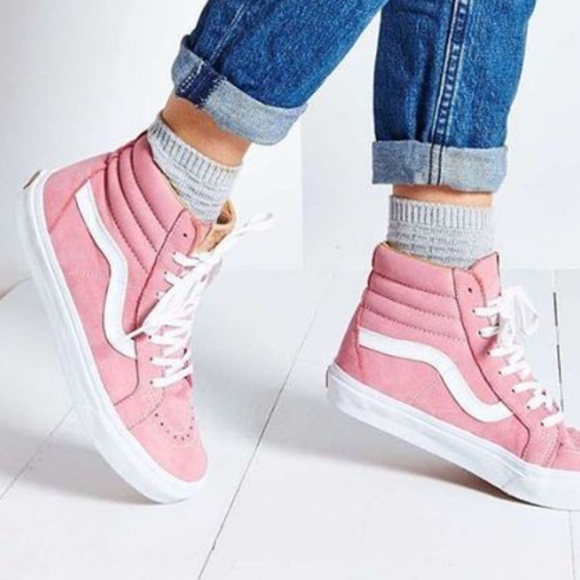 Vans Grey And Pink High Top Sneakers